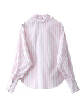 Pink and White Stripe Ruffles Barbie Same Style 1950S Vintage Shirt