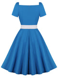 Klein Blue Vintage Square Collar 1950S Vintage Dress