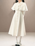 1950S White Lace Bow Vintage Cape Long Coat